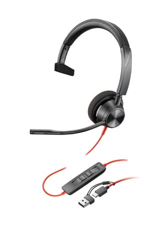 HP Poly Micro-casque Poly Blackwire 3310 certifié Microsoft Teams avec adaptateur USB-C/A TAA