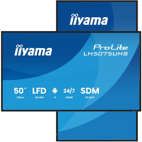 iiyama LH5075UHS-B2AG Écran d'affichage dynamique Écran plat de signalisation numérique 125,7 cm (49.5") LCD Wifi 500 cd/m² 4K Ultra HD Noir Intégré dans le processeur Android 24/7