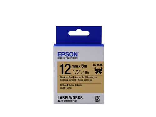 Epson Ruban satin pour étiqueteuse LK-4KBK Noir/Or 12 mm (5 m)