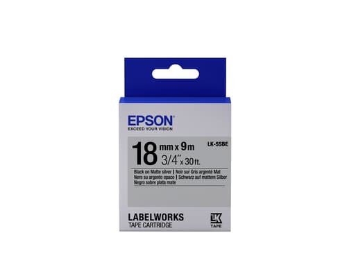 Epson LK-5SBE - Mat - Noir sur Argent Mat - 18mmx9m