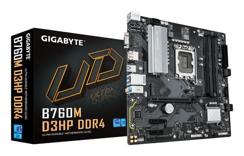 GIGABYTE B760M D3HP DDR4 Carte Mère - Prend en charge les processeurs Intel Core de 14e génération, VRM numérique 4+1+1 phases, jusqu'à 5333MHz DDR4 (OC), 2xPCIe 4.0 M.2, LAN GbE, USB 3.2 Gen1