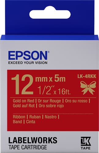 Epson Ruban satin pour étiqueteuse LK-4RKK Or/Rouge 12 mm (5 m)