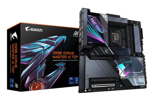 GIGABYTE Z890 AORUS MASTER AI TOP Carte Mère - Prend en charge les processeurs Intel Core Ultra (Série 2), VRM 20+1+2 phases, jusqu'à 9500MHz DDR5 (OC), PCIe 5.0 M.2, Wi-Fi 7, Thunderbolt 4