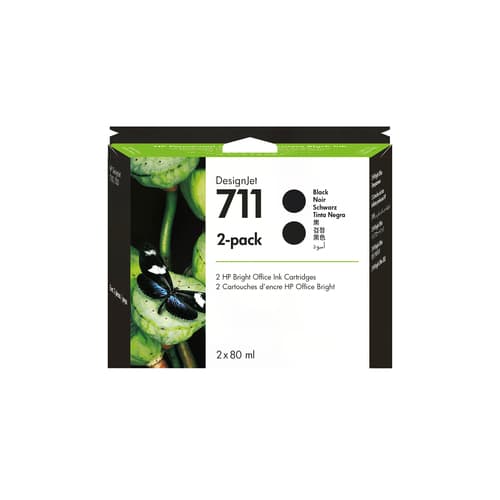 HP Pack de 2 cartouches d’encre 711, noir de 80 ml