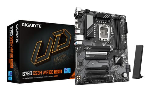 GIGABYTE B760 DS3H WIFI6E GEN5 Carte Mère – Compatible avec processeurs Intel Core 14e génération, VRM numérique 8+2+1 phases, jusqu’à 5600 MHz DDR5, 2xPCIe 4.0 M.2, Wi-Fi 6E, LAN 1 GbE, USB 3.2 Gen 2x2