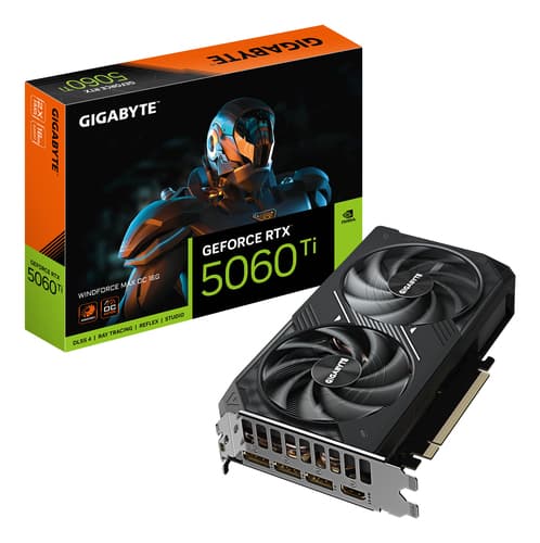 GIGABYTE GeForce RTX 5060 Ti WINDFORCE MAX OC 16G Carte Graphique – 16 Go GDDR7, 128 bits, PCI-E 5.0, 2587 MHz Fréquence du processeur, 3 x DisplayPort, 1 x HDMI, NVIDIA DLSS 4, GV-N506TWF2MAX OC-16GD