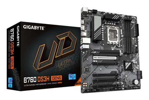 GIGABYTE B760 DS3H GEN5 Carte Mère – Compatible avec les processeurs Intel Core 14e génération, VRM numérique 8+2+1 phases, jusqu’à 5600 MHz DDR5, 2 x M.2 PCIe 4.0, LAN 1 GbE, USB 3.2 Gen 2x2