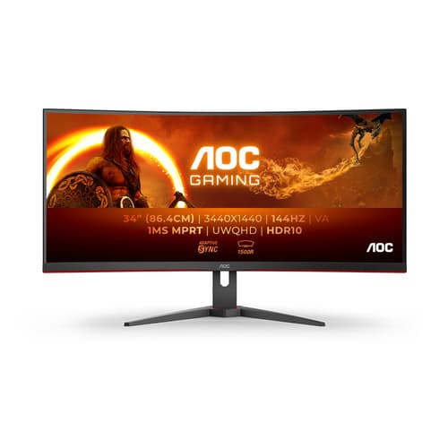 AOC G2 CU34G2XE/BK écran plat de PC 86,4 cm (34") 3440 x 1440 pixels Wide Quad HD LCD Noir, Rouge