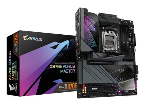 GIGABYTE X870E AORUS MASTER Carte Mère - Prend en charge les processeurs AMD Ryzen 9000, 16+2+2 phases VRM numérique, jusqu'à 8600MHz DDR5 (OC), 3xPCIe 5.0 + 1xPCIe 4.0, Wi-Fi 7, LAN 5GbE, USB 4