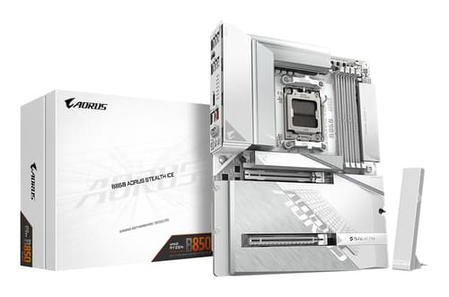 GIGABYTE B850 AORUS STEALTH ICE Carte Mère – Processeurs AMD Ryzen série 9000, VRM numérique 14+2+2 phases, jusqu’à 8200 MHz DDR5 (OC), 2 x M.2 PCIe 5.0 + 2 x PCIe 4.0, Wi-Fi 7, LAN 5 GbE, USB 3.2 Gen 2