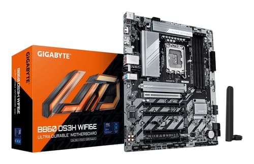 GIGABYTE B860 DS3H WIFI6E Carte mère - Processeurs Intel Core Ultra, VRM 8+1+2+2 phases, jusqu'à 9066MHz DDR5, 1xPCIe 5.0 + 1xPCIe 4.0 M.2, LAN 2,5 GbE, WIFI 6E, USB 3.2 Gen 2x2