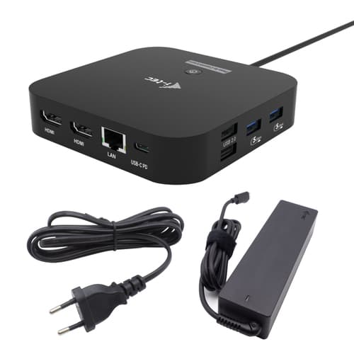 i-tec USB-C Dual HDMI Docking Station with Power Delivery 100 W + Universal Charger 100W Avec fil USB 3.2 Gen 2 (3.1 Gen 2) Type-C Noir