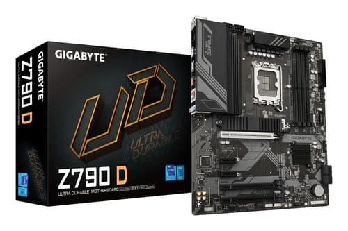 GIGABYTE Z790 D Carte Mère - Prend en charge les processeurs Intel Core de 14e génération, VRM numérique 12+1+1 phases, jusqu'à 7600MHz DDR5 (OC), 3xPCIe 4.0 M.2, LAN 2.5GbE, USB 3.2 Gen 2