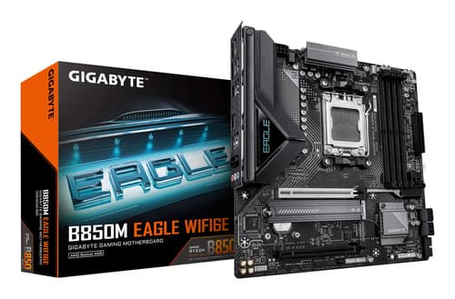 GIGABYTE B850M EAGLE WIFI6E Carte Mère - Processeurs AMD Ryzen Série 9000, VRM numérique 8+2+2 phases, jusqu’à 8200MHz DDR5 (OC), 1xPCIe 5.0 + 1xPCIe 4.0 M.2, Wi-Fi 6E, LAN 2.5GbE, USB 3.2 Gen 2