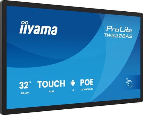 iiyama TW3226AS-B3P Écran d'affichage dynamique Écran plat interactif 80 cm (31.5") LED Wifi 500 cd/m² Full HD Noir Écran tactile Intégré dans le processeur Android 14 24/7