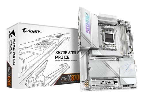GIGABYTE X870E AORUS PRO ICE Carte Mère - Prend en charge les processeurs AMD Ryzen 9000, 16+2+2 Phases VRM Digital, jusqu'à 8000MHz DDR5 (OC), 3xPCIe 5.0 + 1xPCIe 4.0, Wi-Fi 7, 2.5GbE LAN, USB 4