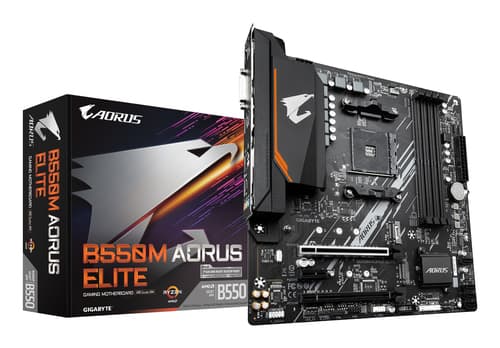 GIGABYTE B550M AORUS ELITE Carte mère - Processeurs AMD Ryzen 5000, VRM 5+3 phases, jusqu'à 4733 MHz DDR4, 1xPCIe 4.0 + 1xPCIe 3.0 M.2, LAN 1GbE, USB 3.2 Gen 1