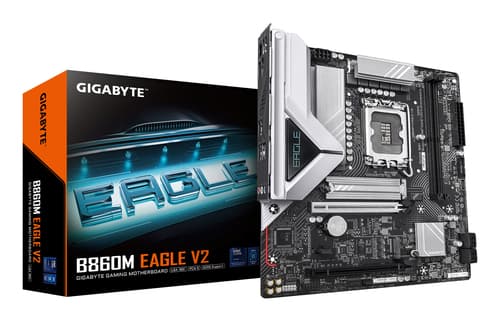 GIGABYTE B860M EAGLE V2 Carte mère - Processeurs Intel Core Ultra Series, VRM 6+1+2 phases, jusqu'à 9066 MHz DDR5, 1x M.2 PCIe 5.0 + 1x M.2 PCIe 4.0, LAN 2.5 GbE, USB 3.2 Gen 1