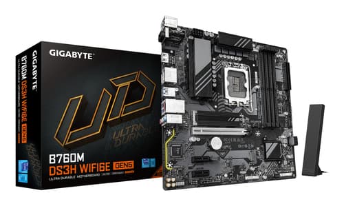 GIGABYTE B760M DS3H WIFI6E GEN5 Carte Mère – Compatible avec les processeurs Intel Core 14e génération, VRM numérique 6+2+1 phases, jusqu’à 5600 MHz DDR5, 2 x M.2 PCIe 4.0, Wi-Fi 6E, LAN 2.5 GbE, USB 3.2 Gen2