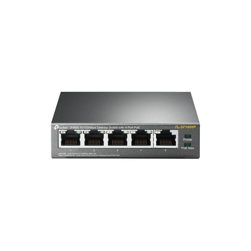 TP-Link TL-SF1005P commutateur réseau Non-géré Fast Ethernet (10/100) Connexion Ethernet, supportant l'alimentation via ce port (PoE) Noir