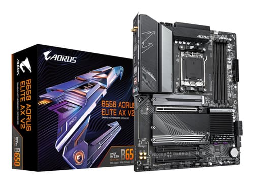 GIGABYTE B650 AORUS ELITE AX V2 Carte mère - AMD Ryzen série 9000, VRM 12+2+2 phases, jusqu'à 8000 MHz DDR5 (OC), 1xPCIe 5.0 + 2xPCIe 4.0 M.2, LAN 2,5 GbE, WIFI 6E, USB 3.2 Gen 2