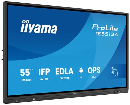 iiyama TE5513A-B1AG Écran d'affichage dynamique Écran plat interactif 138,7 cm (54.6") Wifi 450 cd/m² 4K Ultra HD Noir Écran tactile Intégré dans le processeur Android 18/7