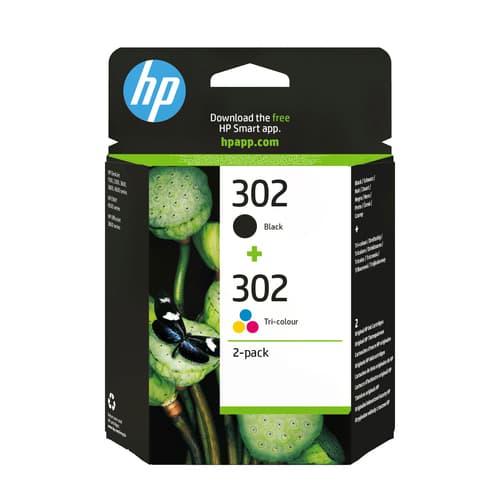 HP Pack de 2 cartouches d'encre noire/3 couleurs authentiques 302