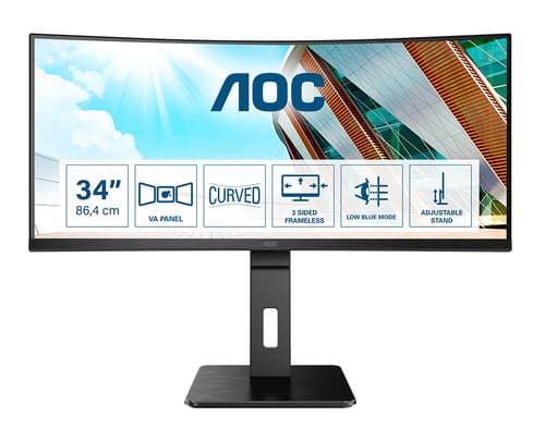 AOC P2 CU34P2A écran plat de PC 86,4 cm (34") 3440 x 1440 pixels Quad HD LED Noir
