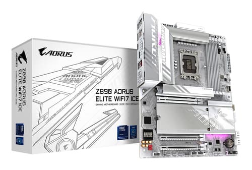 GIGABYTE Carte mère Z890 AORUS ELITE WIFI7 ICE - Prend en charge les processeurs Intel Core Ultra (Série 2), VRM à 16+1+2 phases, jusqu'à 8800MHz DDR5 (OC), 1xPCIe 5.0 + 3xPCIe 4.0, Wi-Fi 7, LAN 2.5GbE, Thunderbolt 4