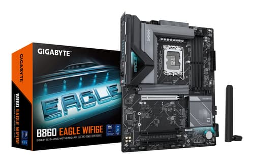 GIGABYTE B860 EAGLE WIFI6E Carte mère - Processeurs Intel Core Ultra, VRM 12+1+2+1 phases, jusqu'à 9066MHz DDR5, 1xPCIe 5.0 + 2xPCIe 4.0 M.2, LAN 2,5 GbE, WIFI 6E, USB 3.2 Gen 2x2
