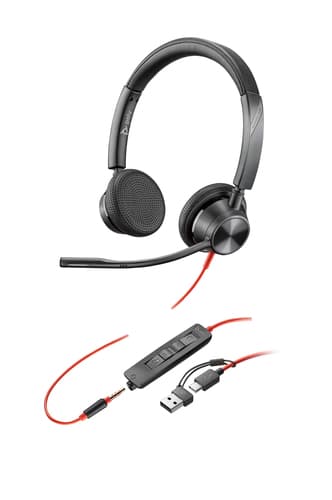 HP Poly Micro-casque Poly Blackwire 3325 stéréo USB-C + connexion 3,5 mm + adaptateur USB-C/A