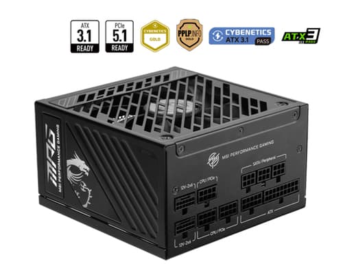 MSI MPG A1250GS PCIE5 unité d'alimentation d'énergie 1250 W 24-pin ATX ATX Noir
