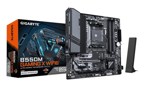 GIGABYTE B550M GAMING X WIFI6 Carte mère - Processeurs AMD Ryzen 5000, VRM 5+3 phases, jusqu'à 3200 MHz DDR4, 1x M.2 PCIe 4.0 + 1x M.2 PCIe 3.0, Wi-Fi 6, LAN 1 GbE, USB 3.2 Gen 1