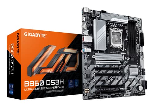 GIGABYTE B860 DS3H Carte mère - Processeurs Intel Core Ultra, VRM 8+1+2+2 phases, jusqu'à 9066MHz DDR5, 1xPCIe 5.0 + 1xPCIe 4.0 M.2, LAN 2,5 GbE, USB 3.2 Gen 2x2
