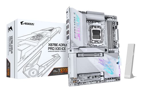 GIGABYTE X870E AORUS PRO X3D ICE Carte Mère – Prend en charge les processeurs AMD Ryzen 9000, VRM numérique 18+2+2 phases, jusqu’à 9000 Hz DDR5 (OC), 2 x PCIe 5.0 + 2 x PCIe 4.0, Wi-Fi 7, LAN 5 GbE, USB 4