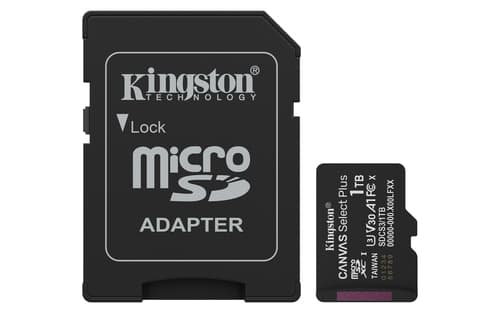 Kingston Technology 1TB microSDXC Canvas Select Plus Gen3 150MB/s A1 (Adaptateur SD inclus)