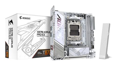 GIGABYTE X870I AORUS PRO ICE Carte mère - Compatible avec les processeurs AMD Ryzen série 9000, VRM 8+2+1 phases, jusqu'à 8400 MHz DDR5 (OC), 1xPCIe 5.0 M.2 + 1xPCIe 4.0 M.2, WI-FI 7, LAN 2,5 GbE, USB 4