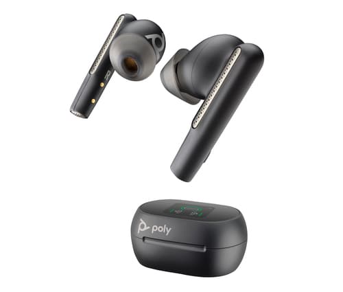 HP Poly Écouteurs noir charbon Poly Voyager Free 60+ UC + adaptateur USB-C BT700 + étui de charge avec écran tactile