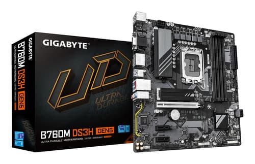GIGABYTE B760M DS3H GEN5 Carte Mère – Prend en charge les processeurs Intel Core 14e génération, VRM numérique 6+2+1 phases, jusqu'à 5600 MHz DDR5, 2 x M.2 PCIe 4.0, LAN 2.5GbE, USB 3.2 Gen2