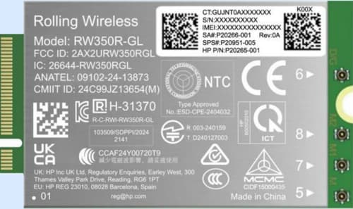 HP 4G LTE-Advanced Pro Cat19 WWAN carte et adaptateur d'interfaces Interne