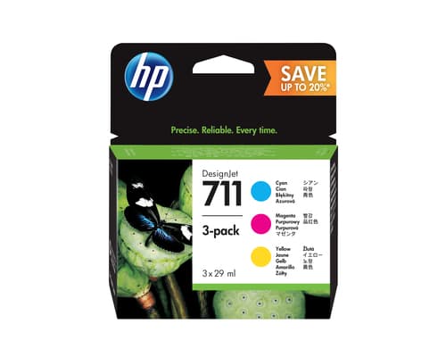 HP Cartouches d'encre cyan/magenta/jaune 711 DesignJet, 29 ml (pack de 3)