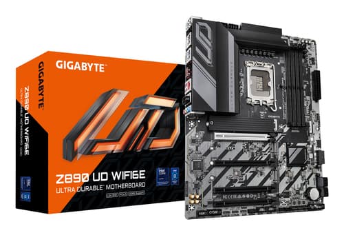 GIGABYTE Carte mère Z890 UD WIFI6E - Prend en charge les processeurs Intel Core Ultra (Série 2), VRM à 12+1+2 phases, jusqu'à 8800MHz DDR5 (OC), 1xPCIe 5.0 + 2xPCIe 4.0, Wi-Fi 6E, LAN 2.5GbE, USB 4