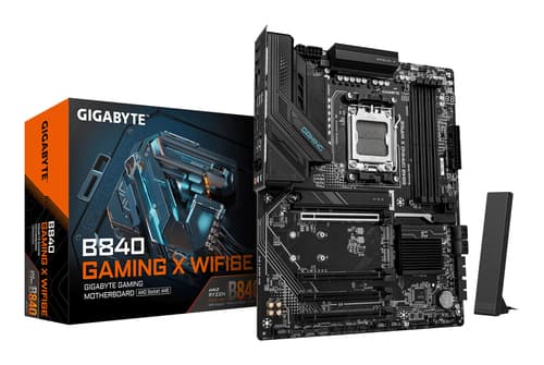 GIGABYTE B840 GAMING X WIFI6E Carte Mère - Processeurs AMD Ryzen 9000, VRM 12+2+2 phases, jusqu’à 7600MHz DDR5(O.C), 2xPCIe 4.0 + 1xPCIe 3.0 M.2, Wi-Fi 6E, LAN 2.5GbE, USB 3.2 Gen 2