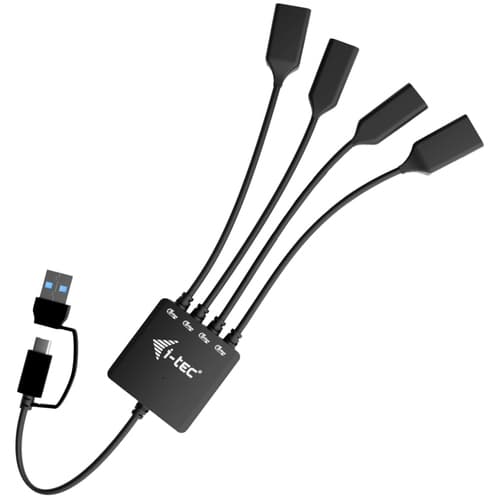 i-tec USB-C/USB-A Cable HUB 4 port (2x USB-C, 2x USB-A) USB 3.2 Gen 1 (3.1 Gen 1) Type-A + Type-C 5000 Mbit/s Noir