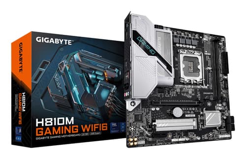GIGABYTE H810M GAMING WIFI6 Carte mère - Processeurs Intel Core Ultra (Série 2), VRM 4+1+2 phases, jusqu'à 6400 MHz DDR5, 1xPCIe 4.0 M.2, LAN 2.5GbE, WIFI 6, USB 3.2 Gen 1