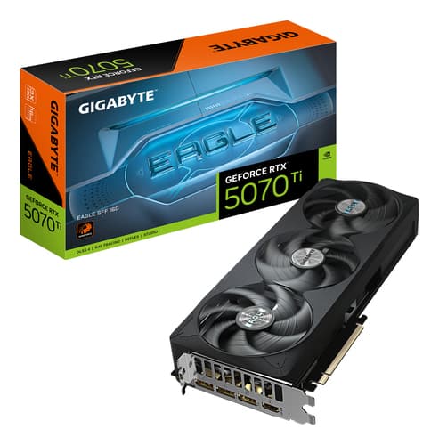 GIGABYTE GeForce RTX 5070 Ti EAGLE SFF 16G Carte graphique - 16 Go GDDR7, 256 bits, PCI-E 5.0, Fréquence du cœur 2452 MHz, 3 x DP 2.1b, 1 x HDMI 2.1b, DLSS 4, GV-N507TEAGLE-16GD