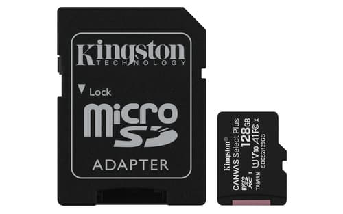 Kingston Technology Canvas Select Carte micSDXC Plus 100R A1 C10 de 128 Go + ADP