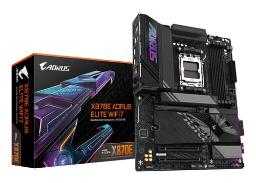 GIGABYTE X870E AORUS ELITE WIFI7 Carte Mère - Prend en charge les processeurs AMD Ryzen 9000, 16+2+2 phases VRM numérique, jusqu'à 8000Hz DDR5 (OC), 3xPCIe 5.0 + 1xPCIe 4.0, Wi-Fi 7, LAN 2,5GbE, USB 4
