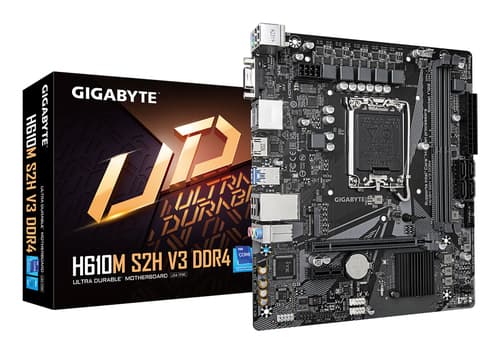 GIGABYTE H610M S2H V3 DDR4 Carte mère - Compatible avec processeurs Intel Core 14th CPUs, 4+1+1 Hybrid Digital VRM, up to 3200MHz DDR4, 1xPCIe 3.0 M.2, GbE LAN , USB 3.2 Gen 1