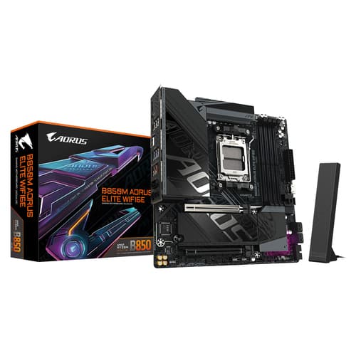 GIGABYTE B850M AORUS ELITE WIFI6E Carte mère - Processeurs AMD Ryzen série 9000, VRM numérique 12+2+2 phases, jusqu'à 8200 MHz DDR5 (O.C.), 1x M.2 PCIe 5.0 + 1x M.2 PCIe 4.0, Wi-Fi 6E, LAN 2.5 GbE, USB 3.2 Gen 2